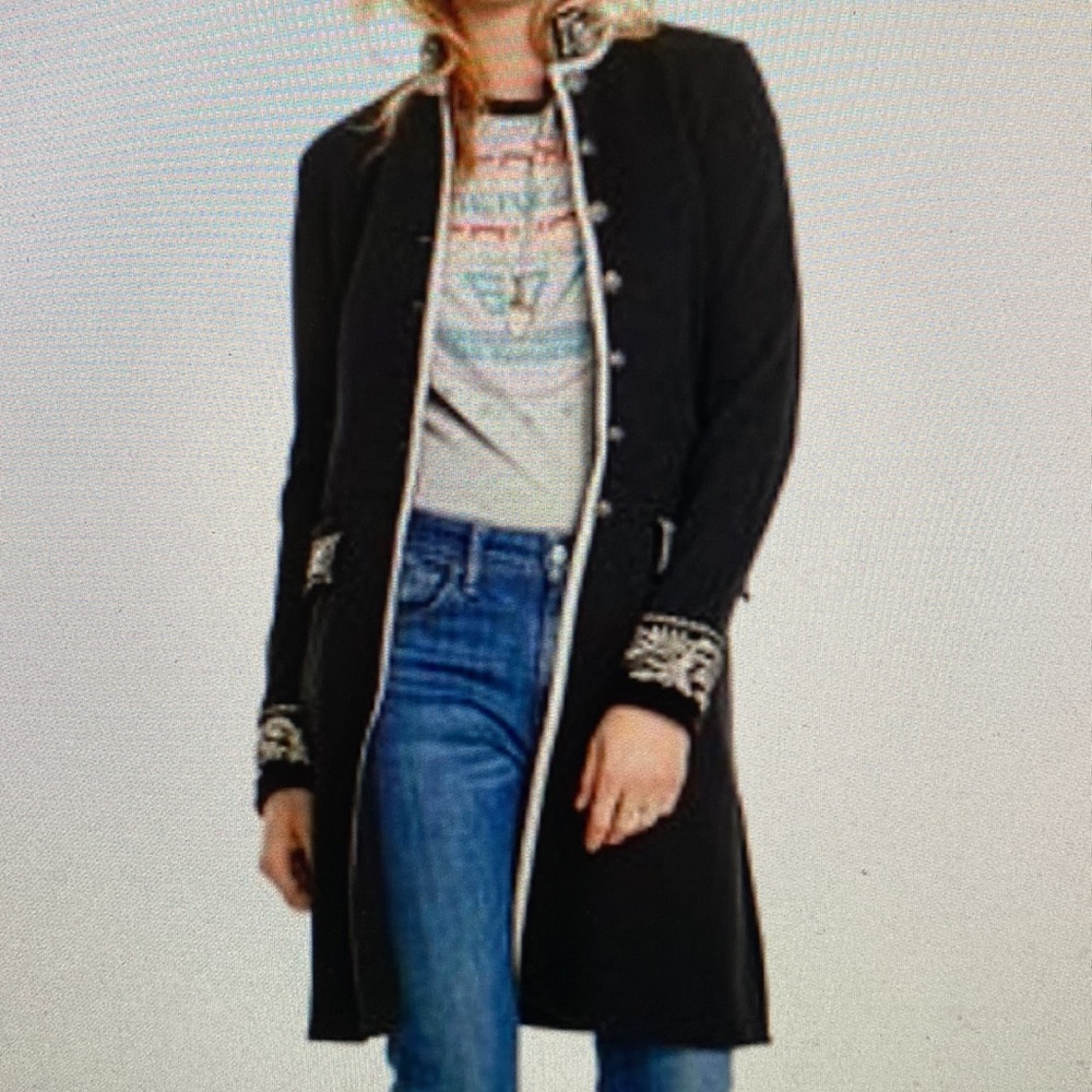 Denim & Supply Ralph Lauren Black Coat with White Trim